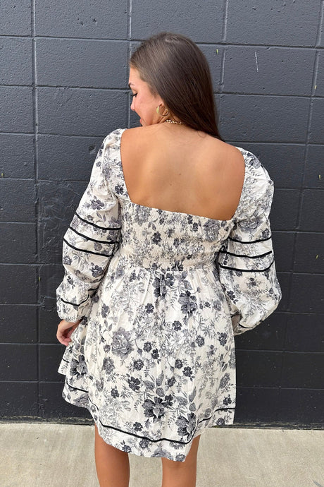 FLORAL BUBBLE SLEEVE DRESS