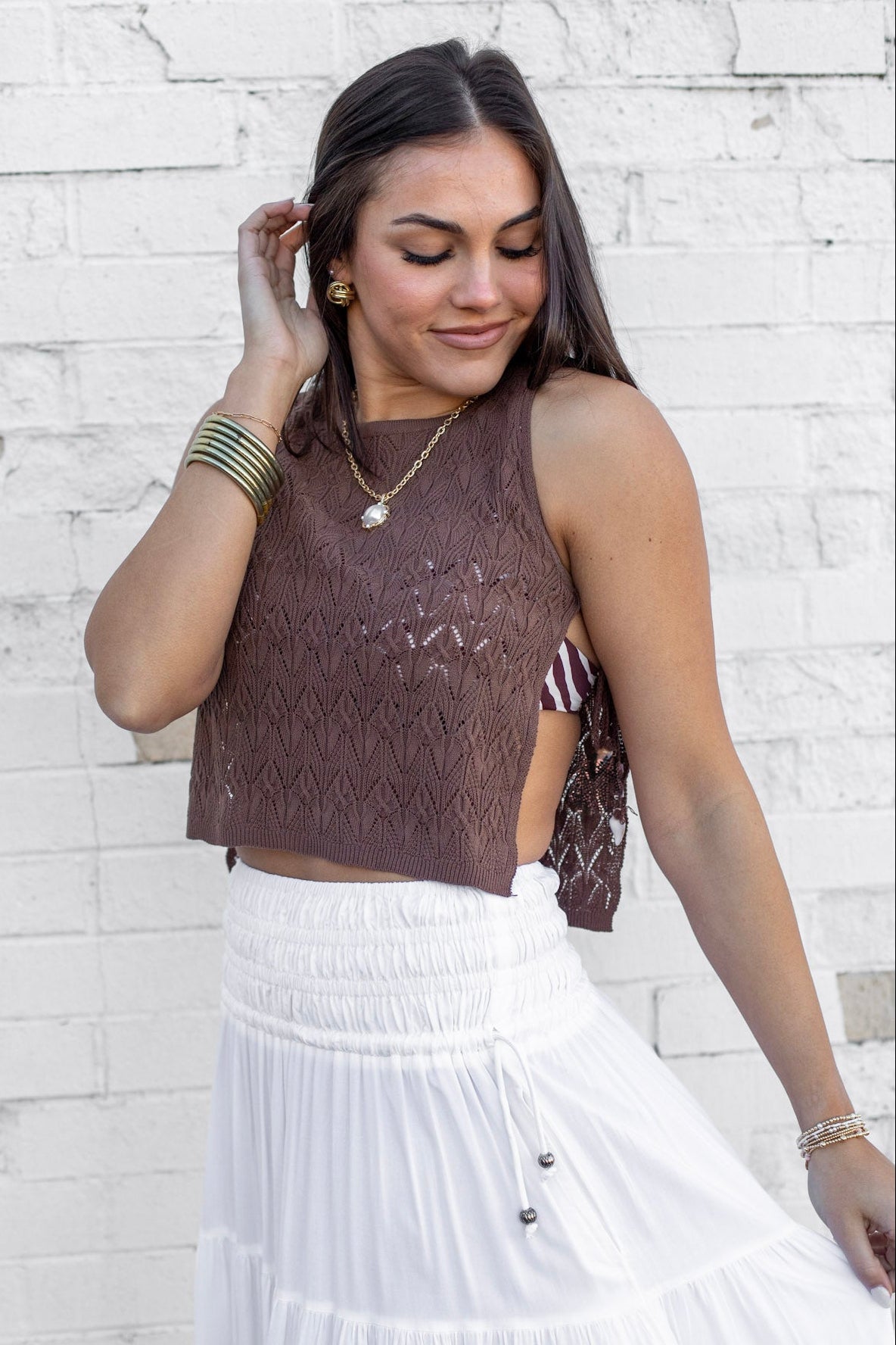 Crew Neck Tie Side Top