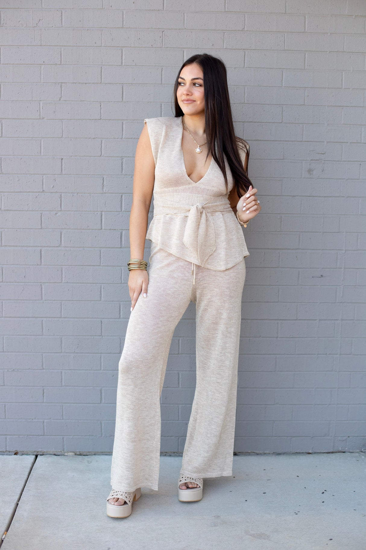 Plunge Tie Waist Top