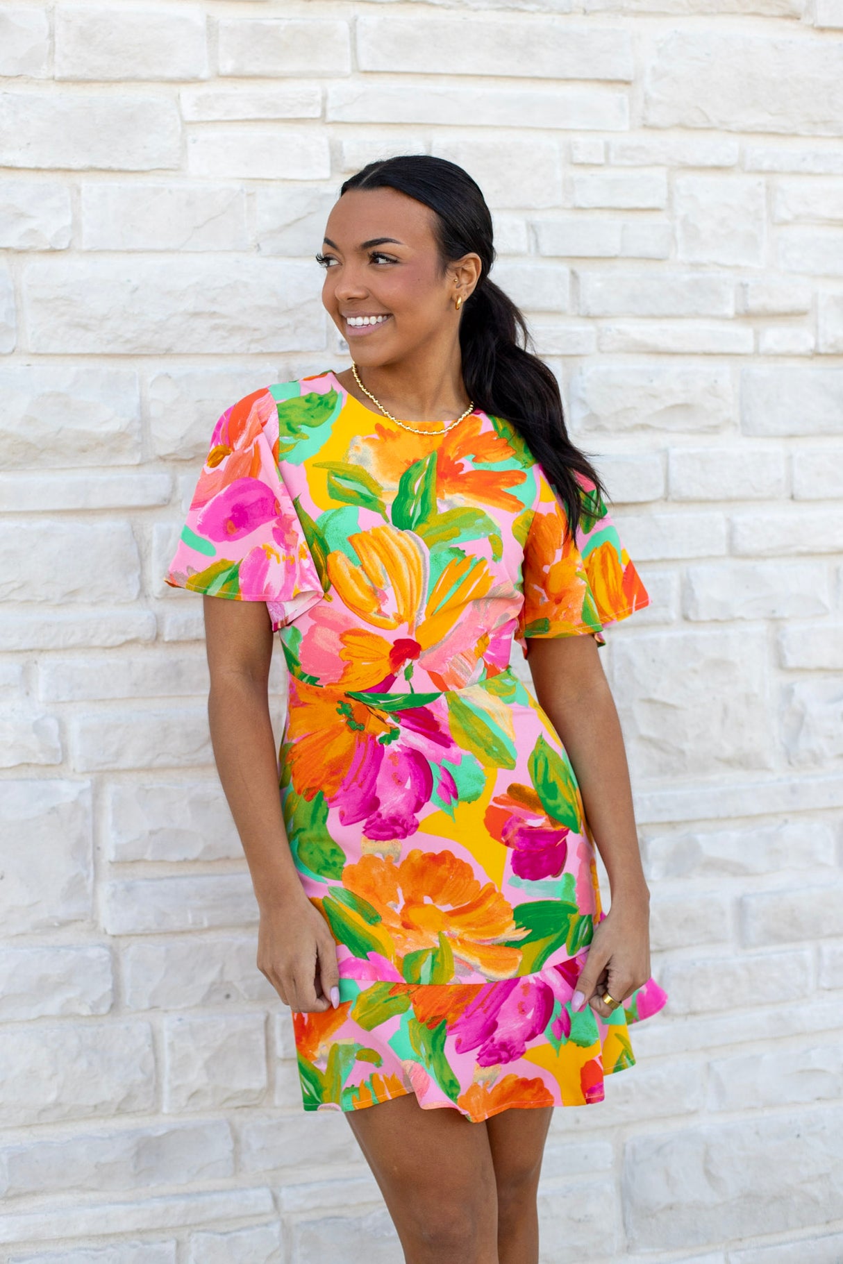 Jovana Flouncy Mini Dress