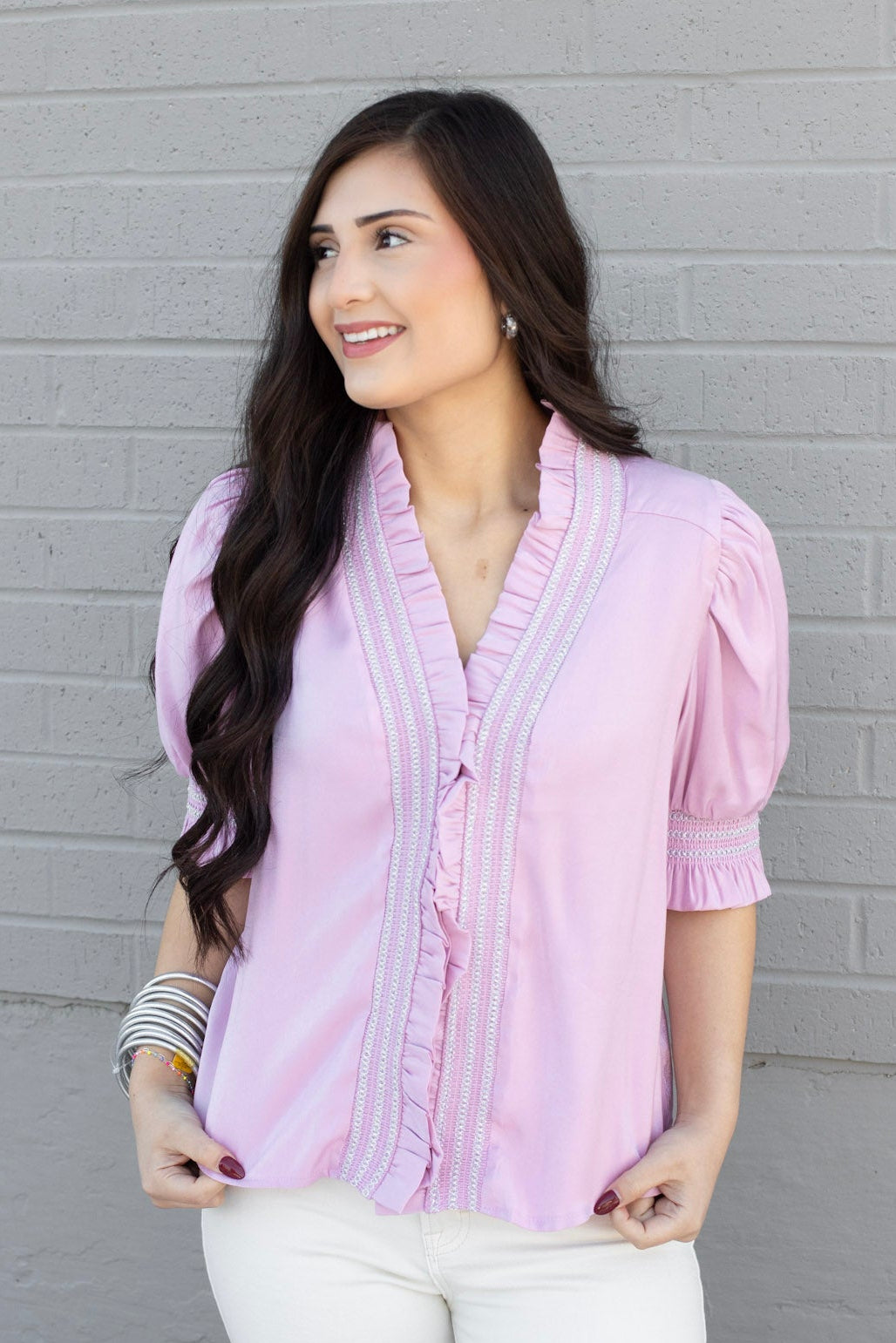 Prim Smocked Puff Sleeve Blouse