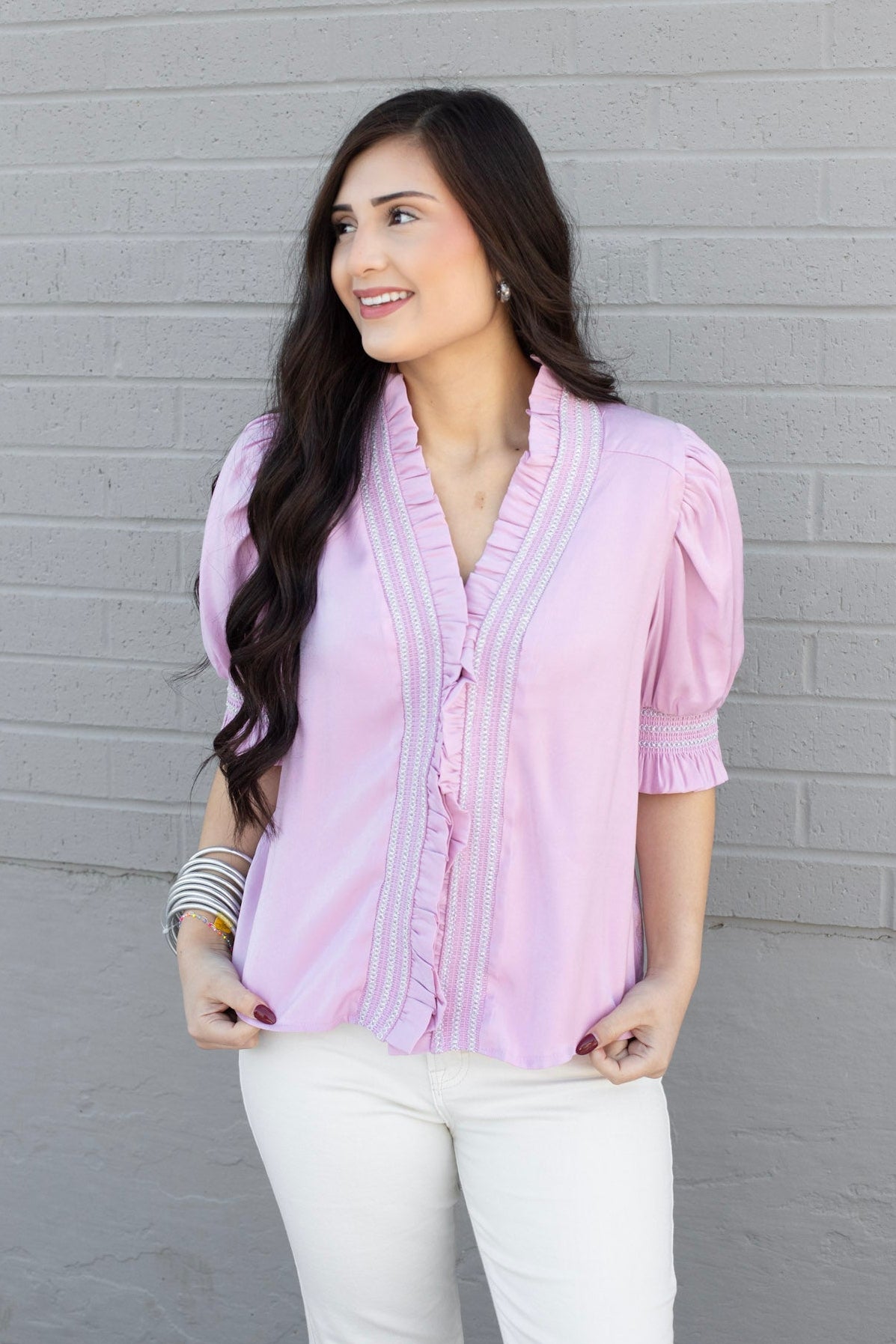 Prim Smocked Puff Sleeve Blouse