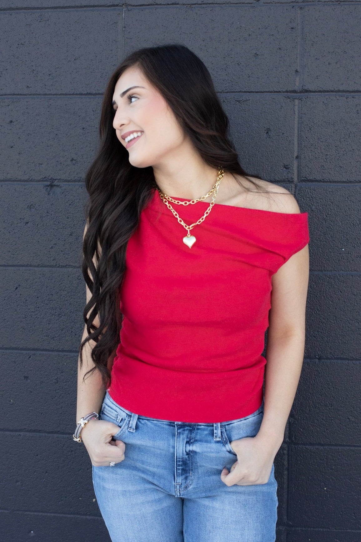 Asymmetrical Neck Sweater Top