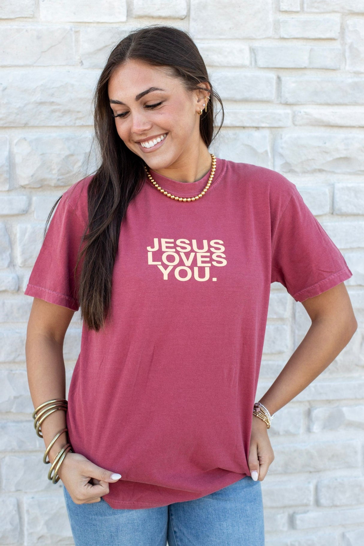 Jesus Loves You Crimson Logo Tee