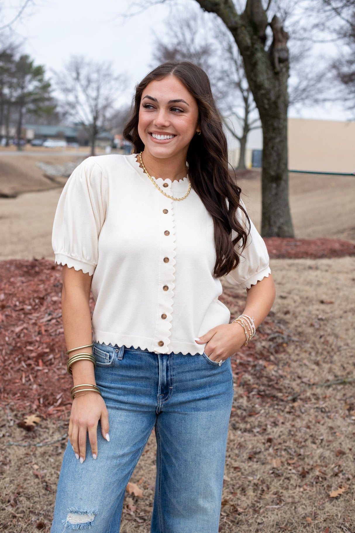 Scalloped Sweater Cardi (Multiple Colors)