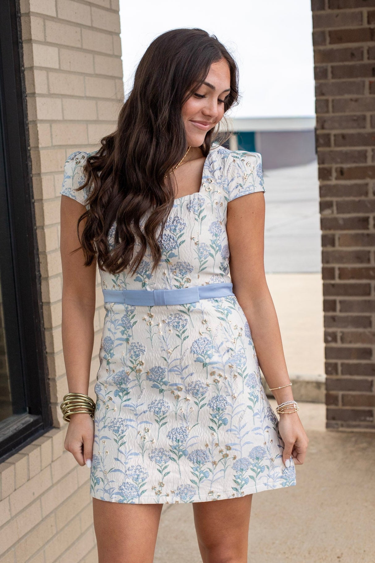 Hydrangea Jacquard Mini Dress