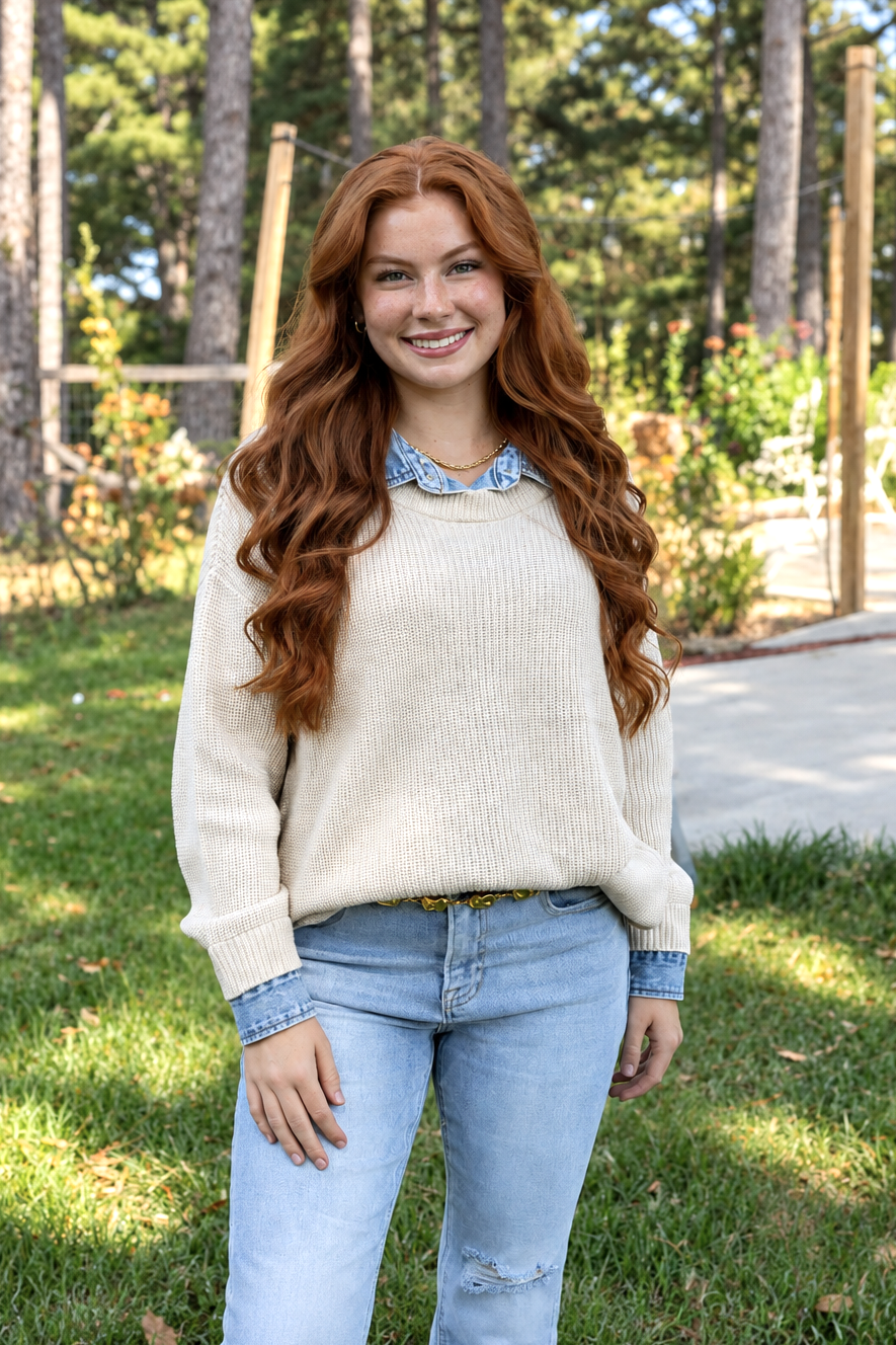 Denim Collar Sweater