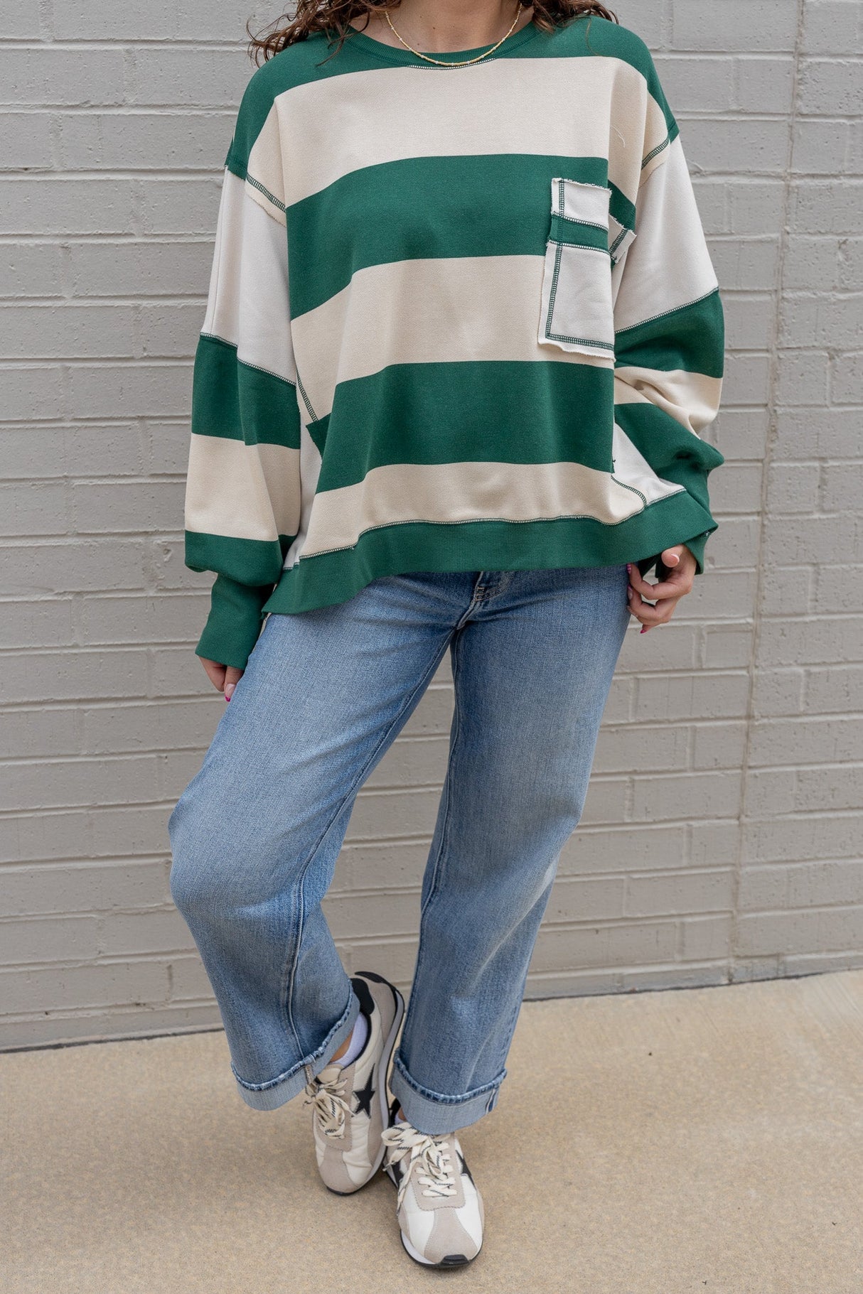 Bold Stripe Terry Sweatshirt