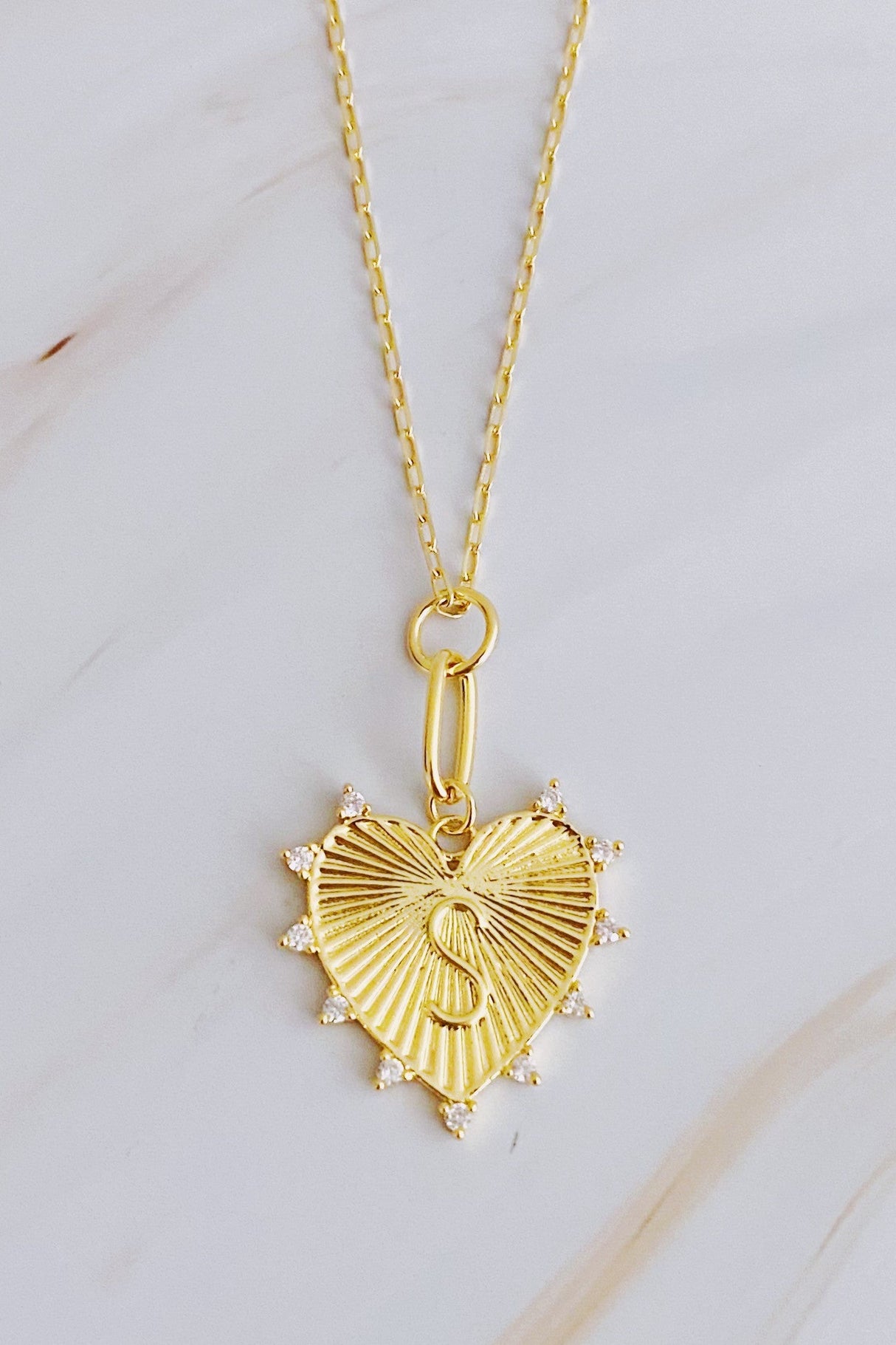 Initial Hanging Heart Necklace (All Letters)