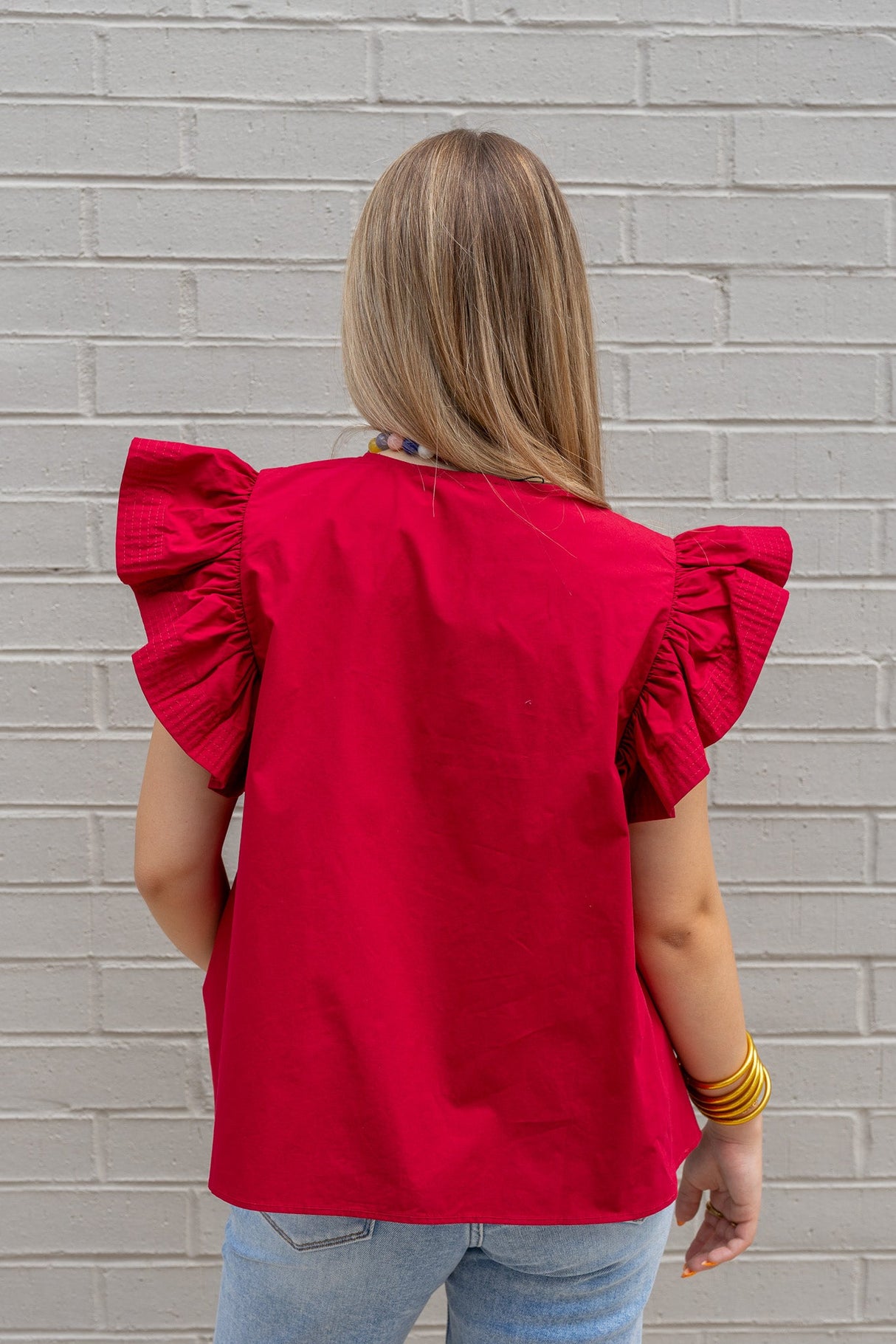 Flutter Sleeves Tunic Style Poplin Top