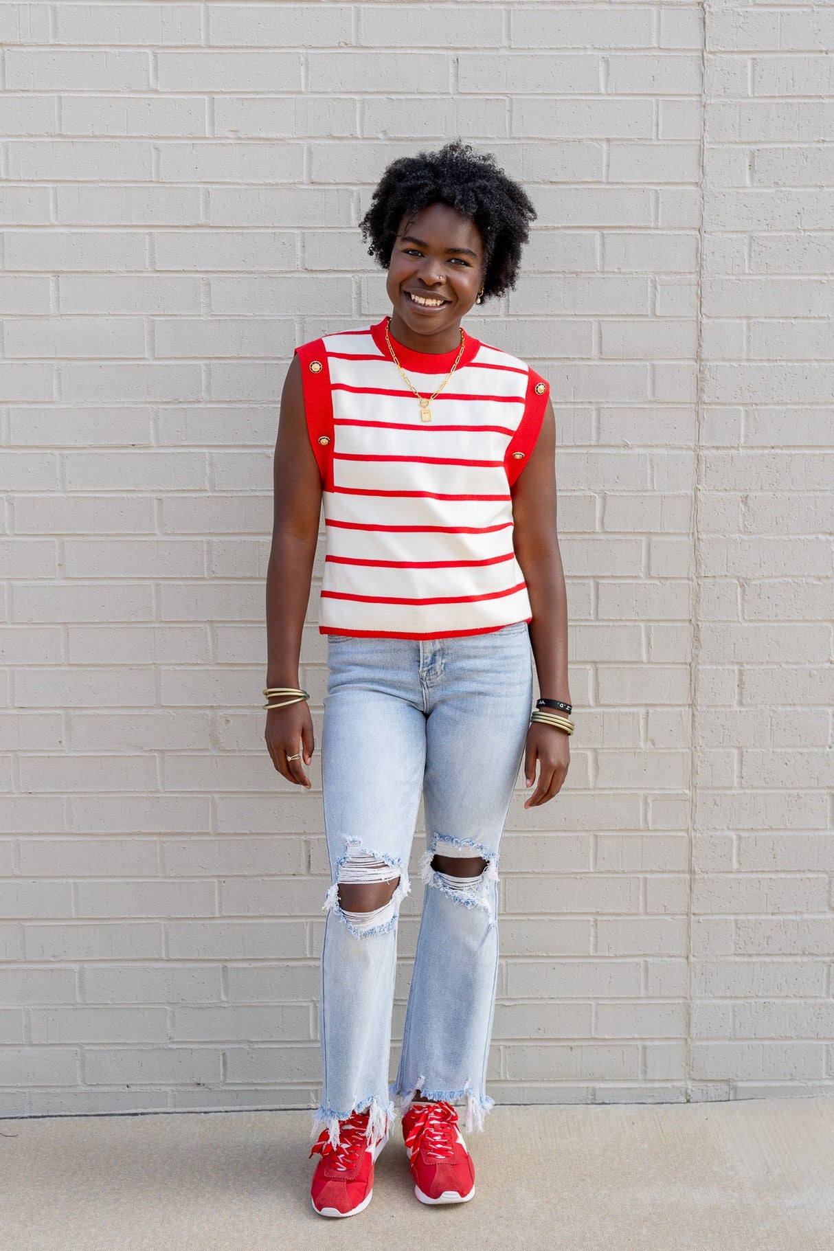 Sleeveless Stripe Knit Top