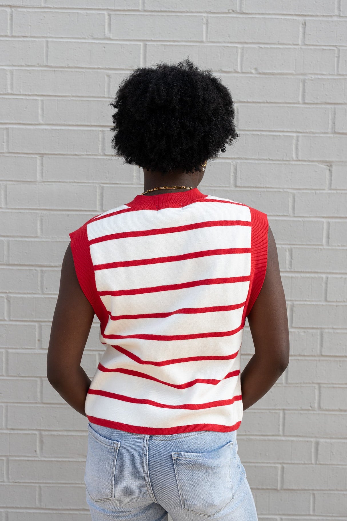 Sleeveless Stripe Knit Top