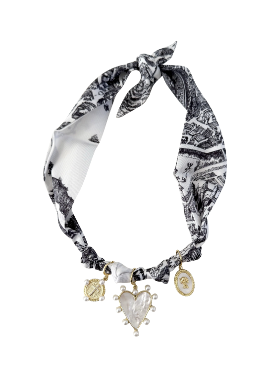 Paris Multi Charm Scarf Necklace