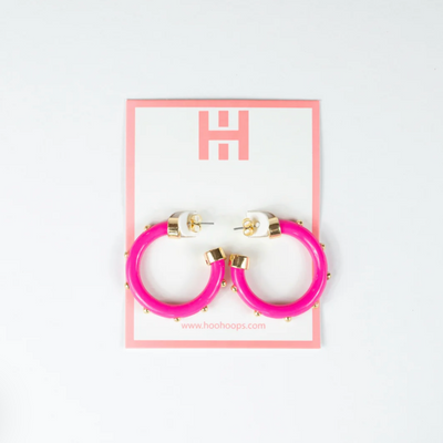 HOT PINK WITH GOLD BALLS HOOP