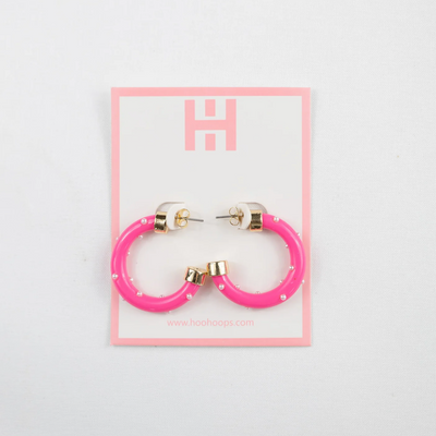 MINI HOT PINK WITH PEARLS HOOP