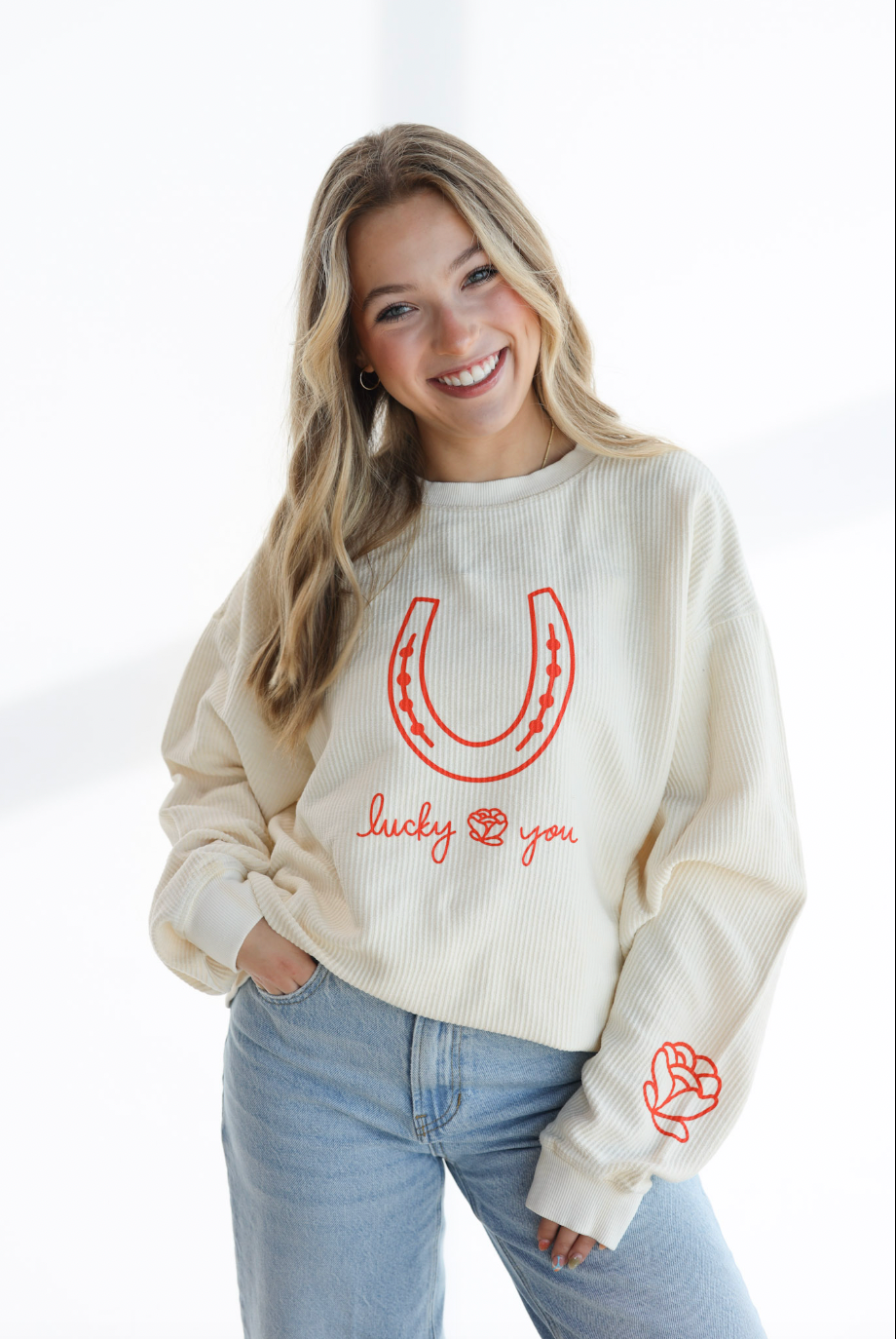 LUCKY YOU CORDED SWEATSHIRT