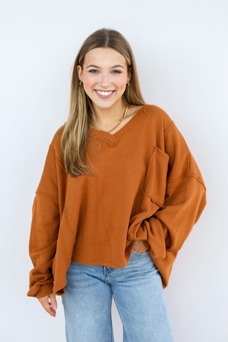 Oversized Vneck Terry Tunic (Multiple Colors)