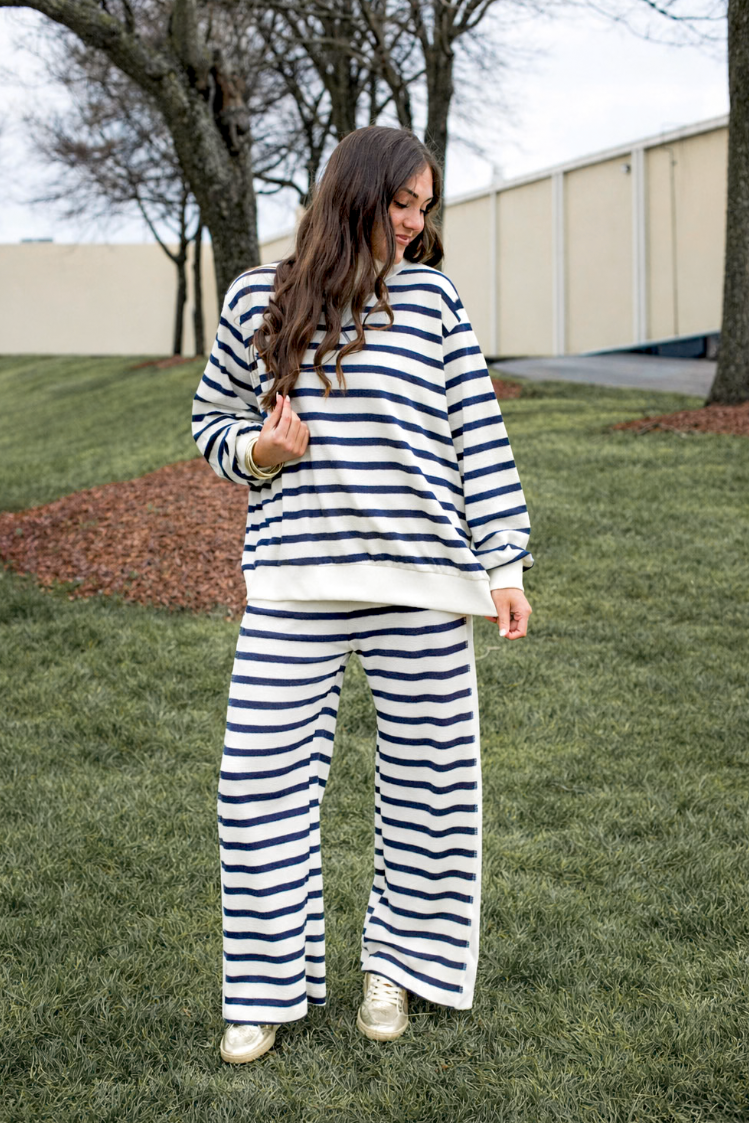 Seam Details Drawstring Stripe Sweatpants