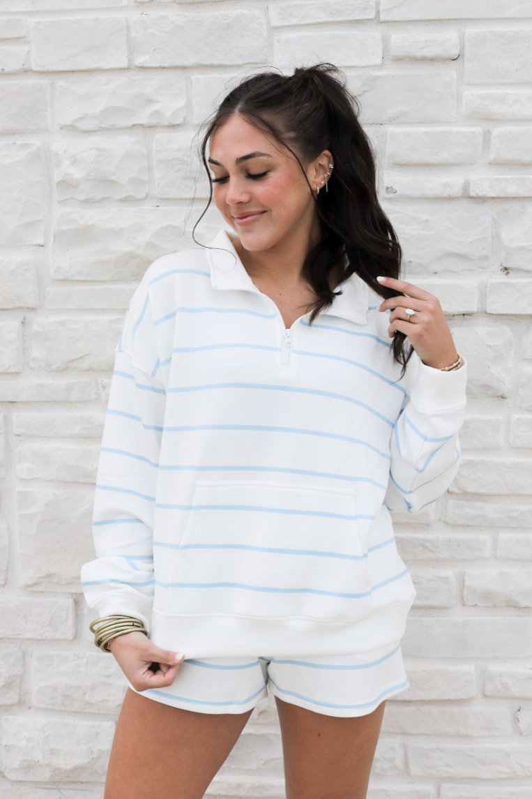 Stripe Cloud Quarter Zip