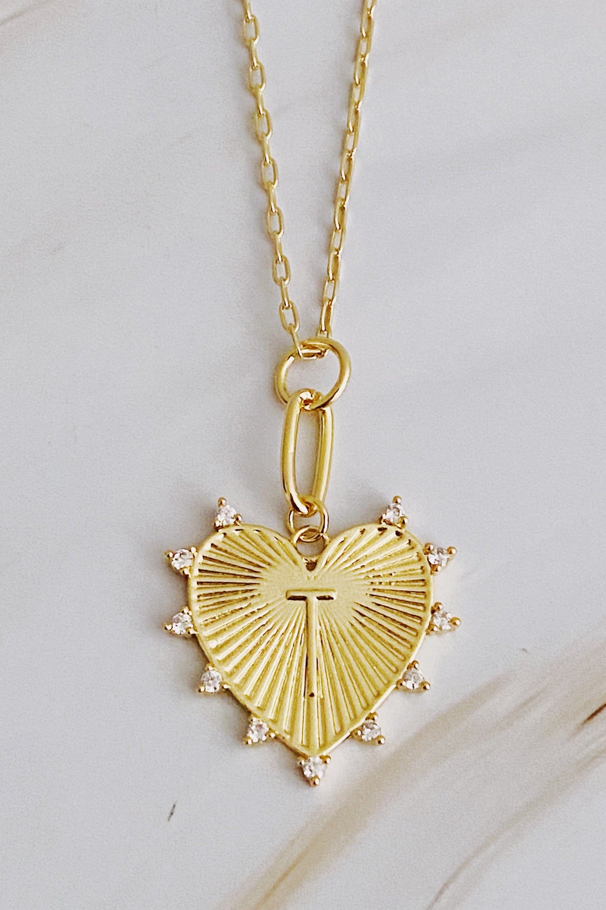 Initial Hanging Heart Necklace (All Letters)