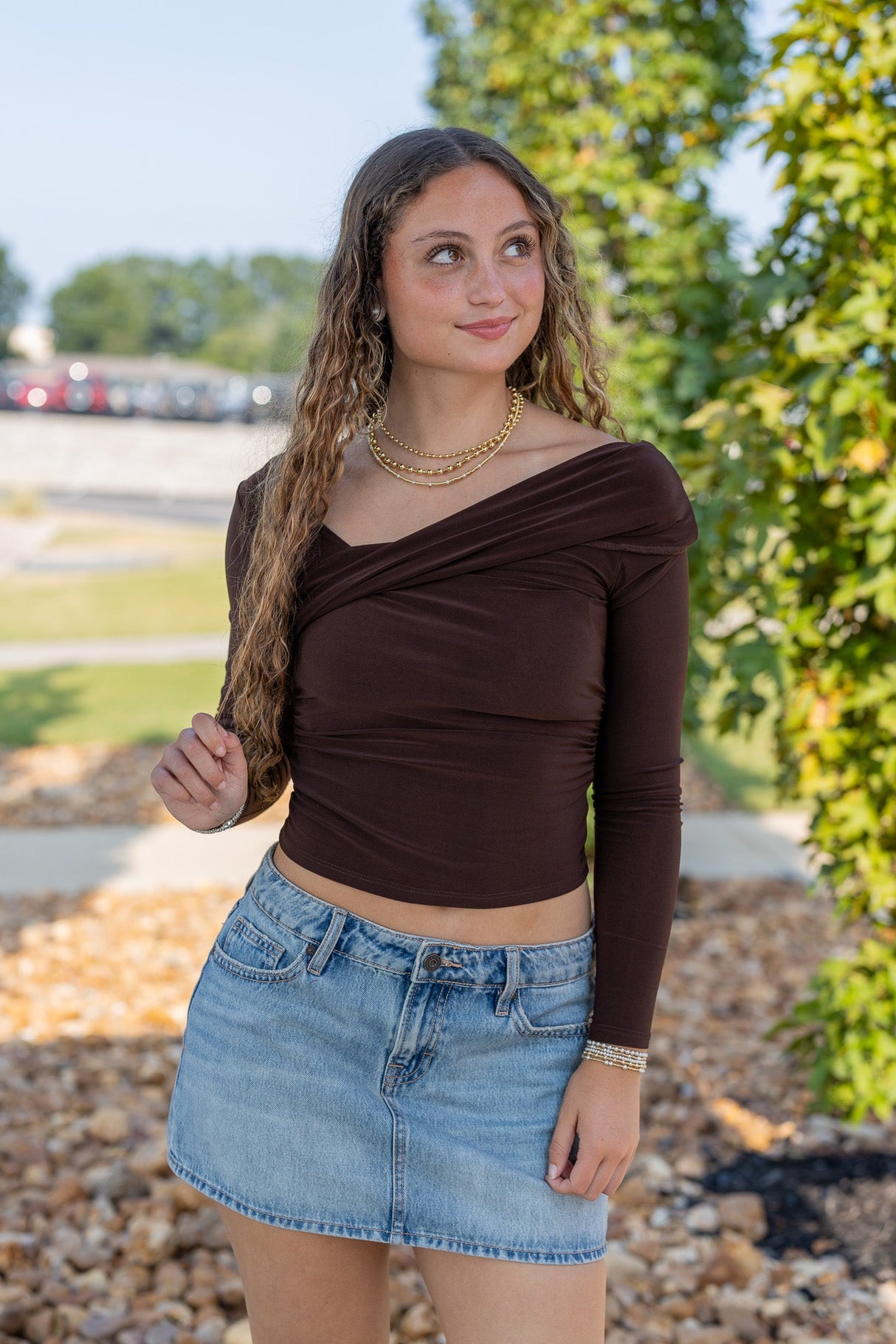 Asymmetrical Off Shoulder Ruched Top