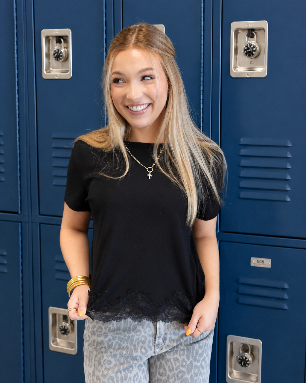 Lace Trim Short Sleeve Tee