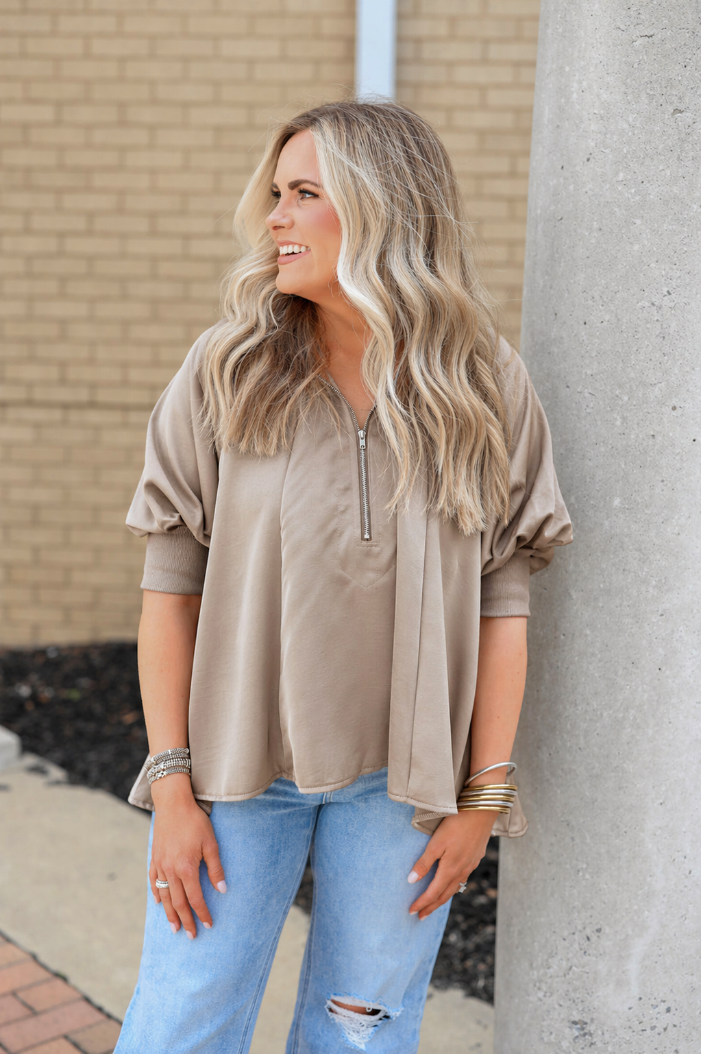 Collar Puff Sleeve Blouse