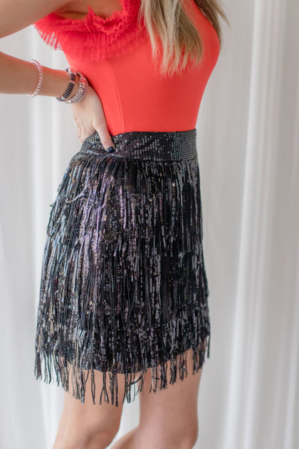 LIKE WOW FRINGE MINI SKIRT