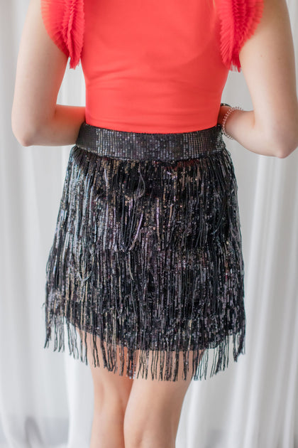 LIKE WOW FRINGE MINI SKIRT