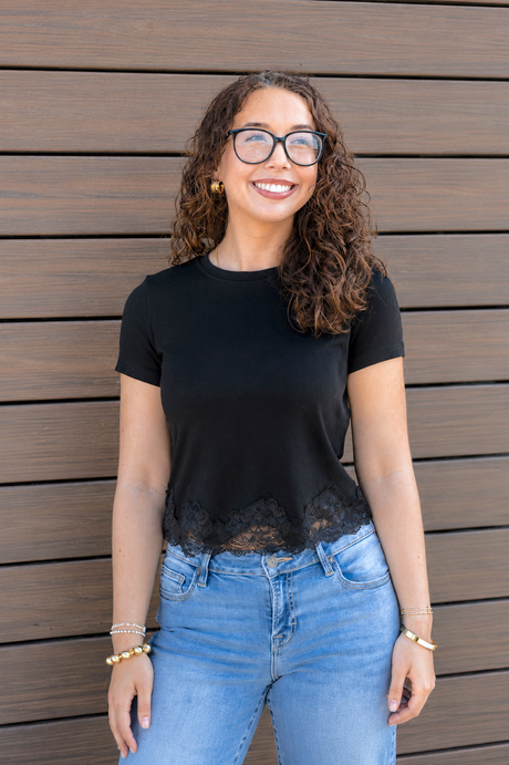 Lace Trim Short Sleeve Tee