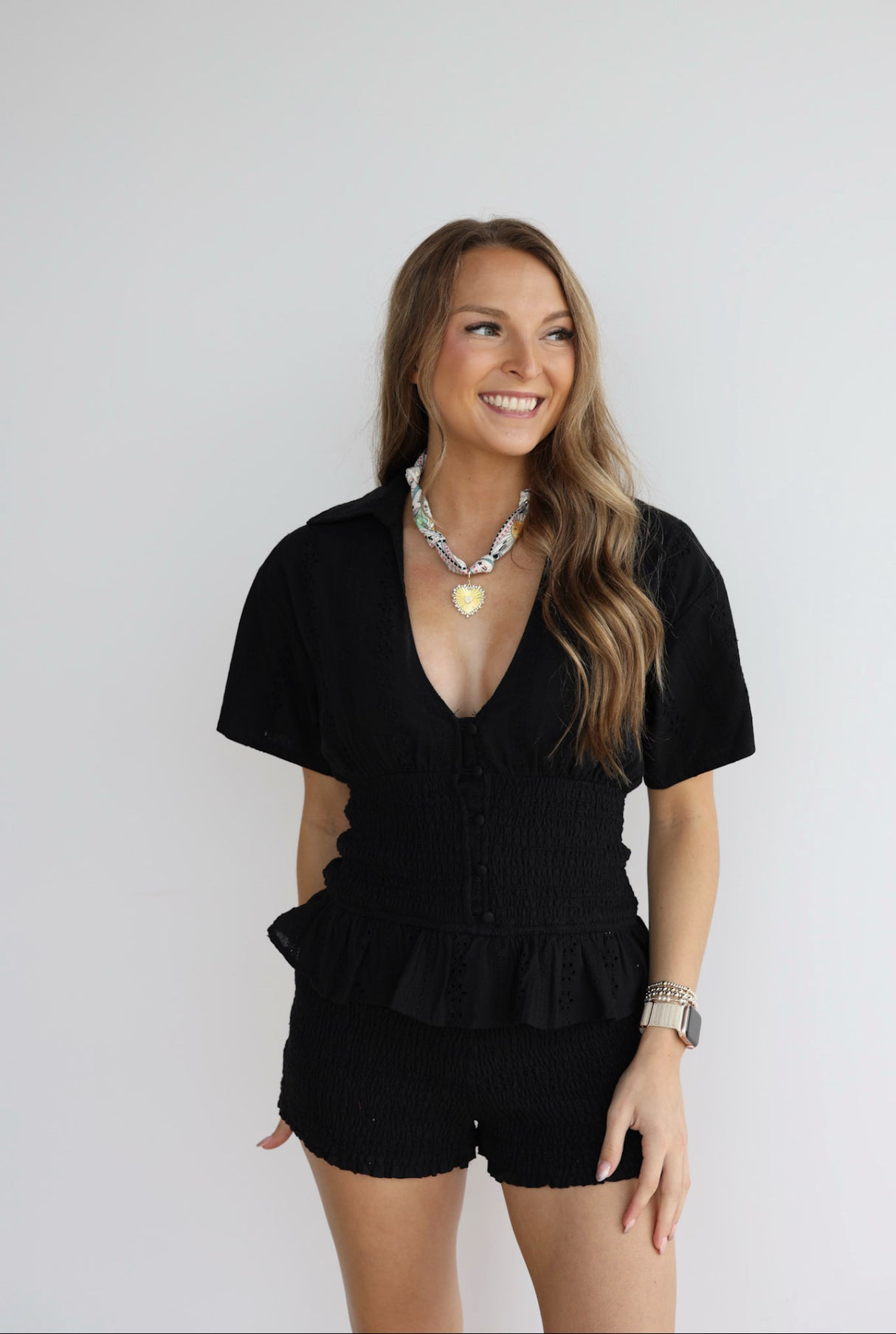DEEP VNECK RUFFLE ROMPER