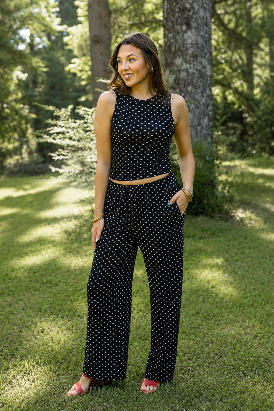 Polka Dot Wide Leg Pants