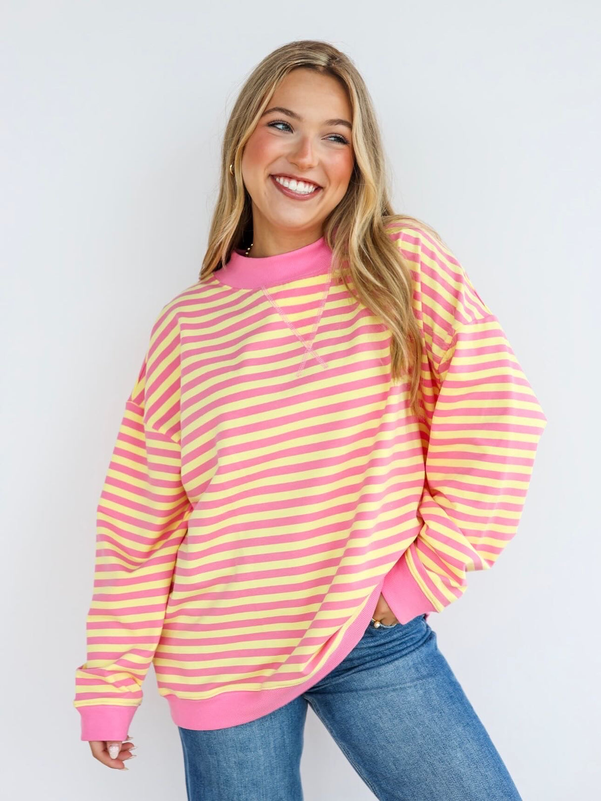 STRIPE CONTRAST SWEATER TOP