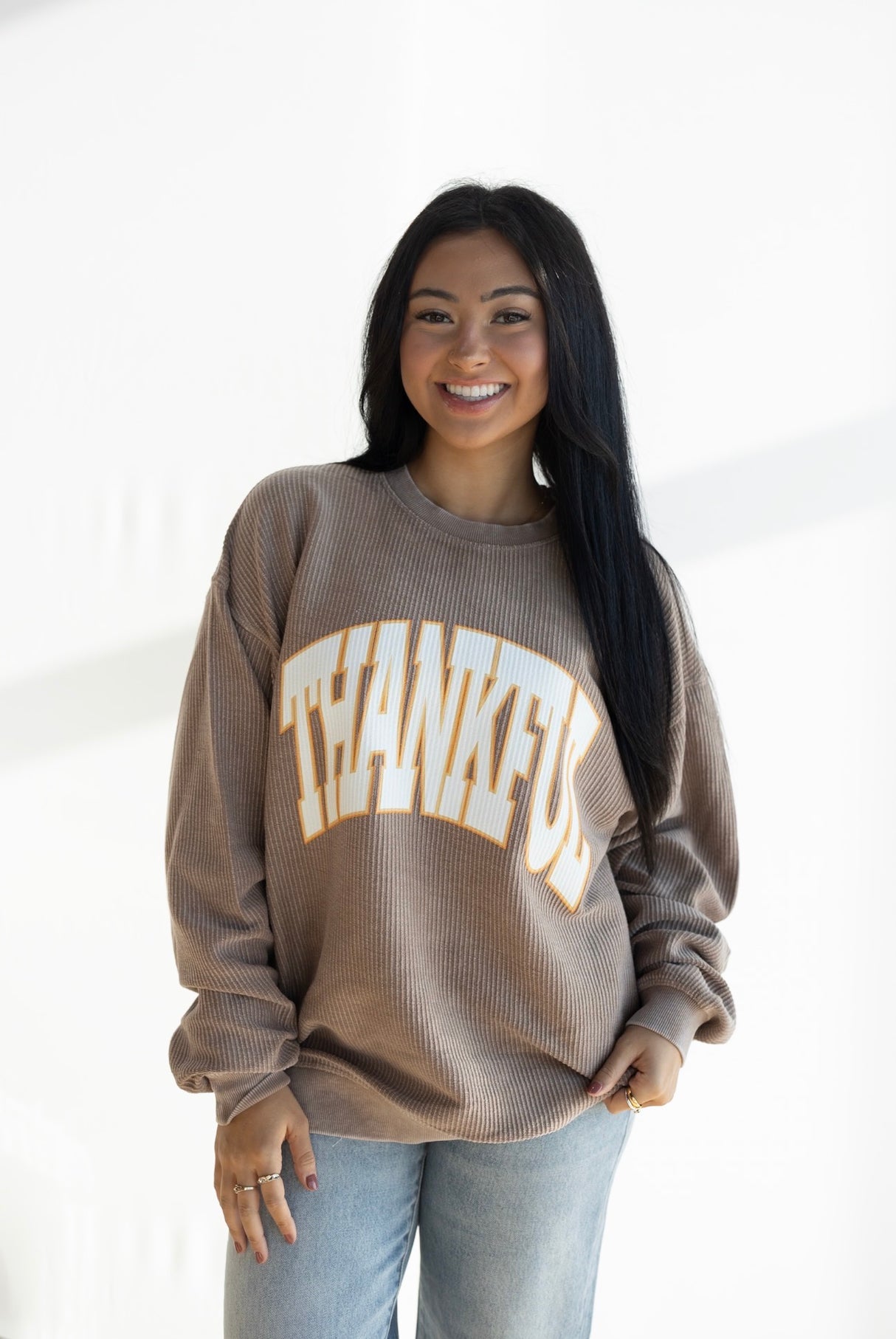THANKFUL CORDED SWEATSHIRT