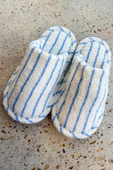 White with Blue Stripes House Slippers
