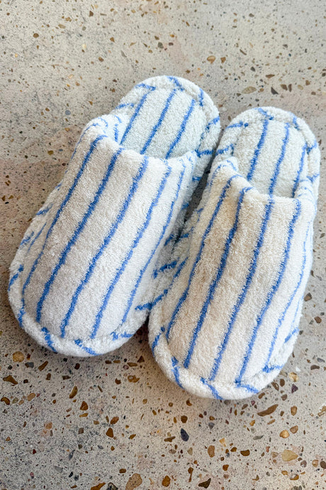 White with Blue Stripes House Slippers