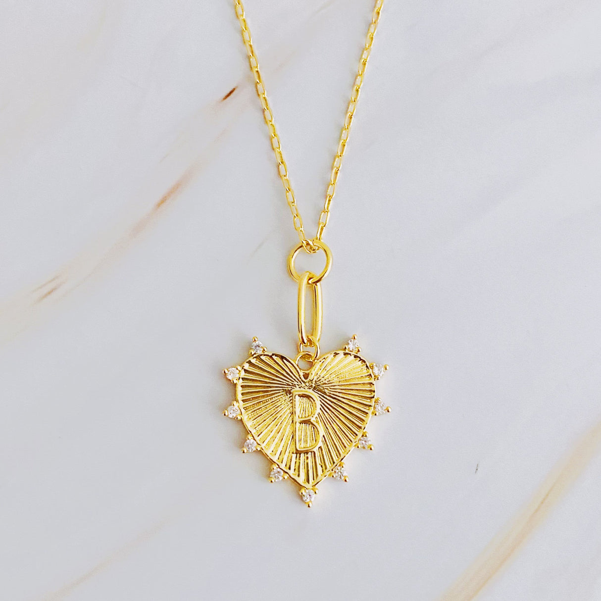 Initial Hanging Heart Necklace (All Letters)