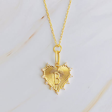 Initial Hanging Heart Necklace (All Letters)