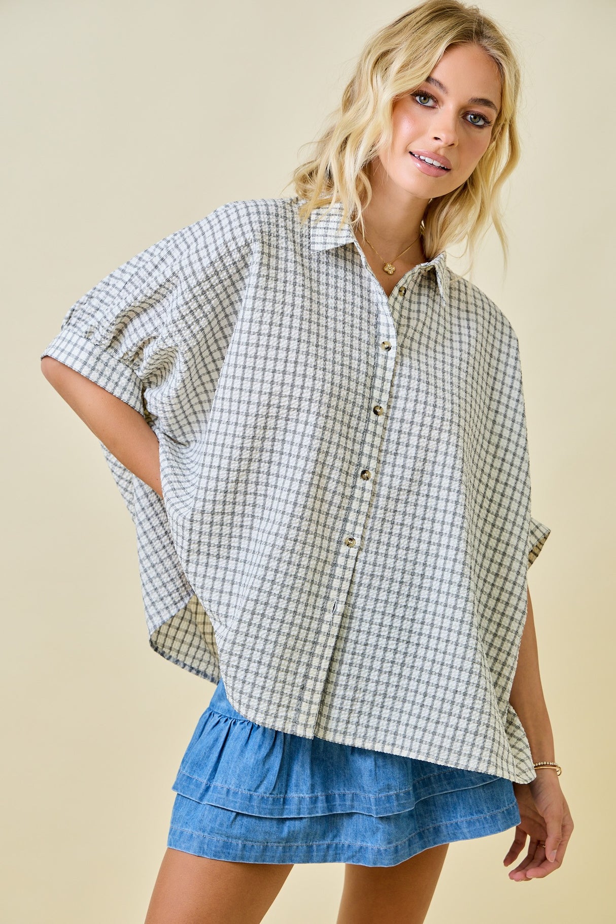 Checkered Seersucker Button Down