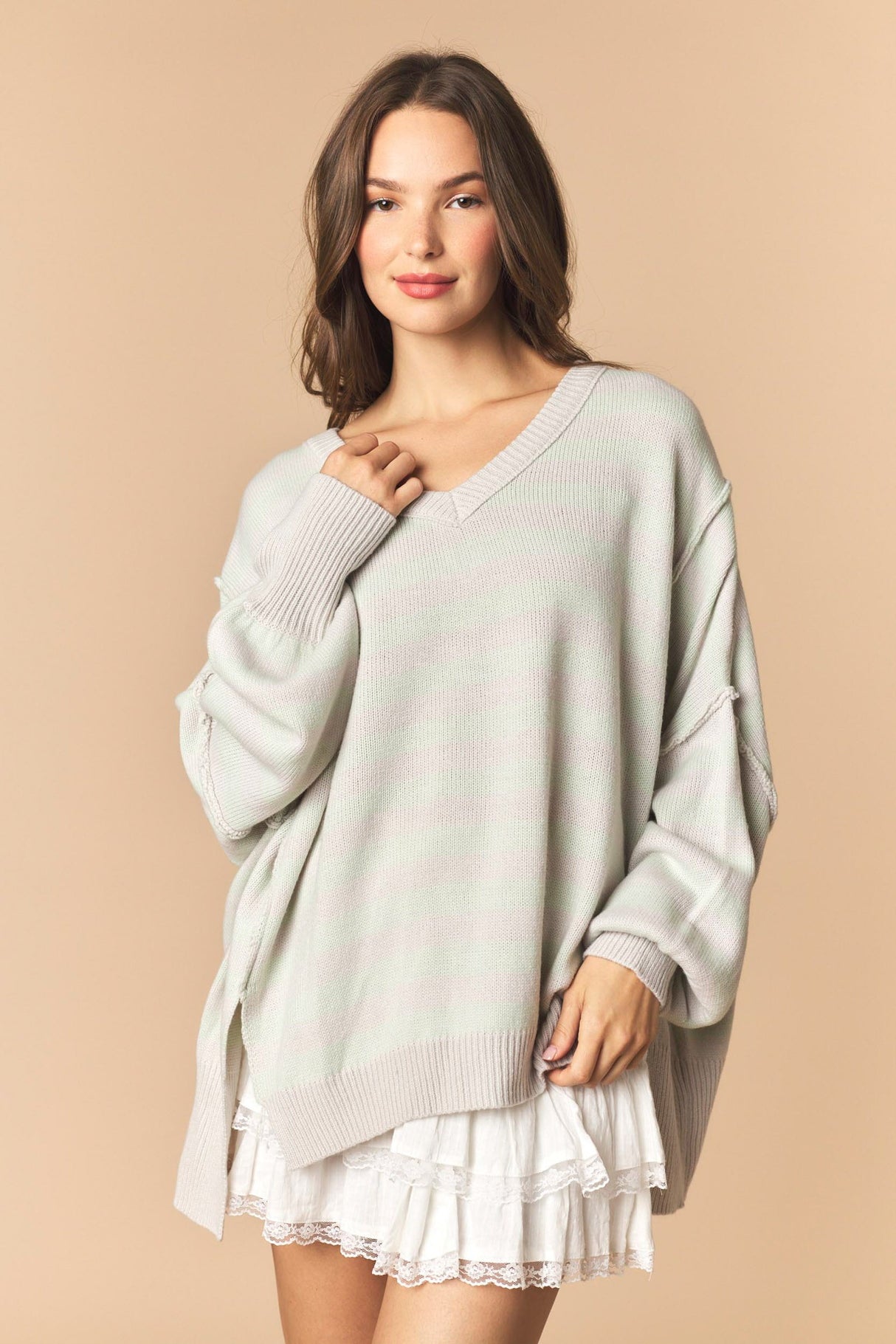 Striped V-Neck Sweater