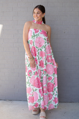 Scarf Strapless Floral Maxi