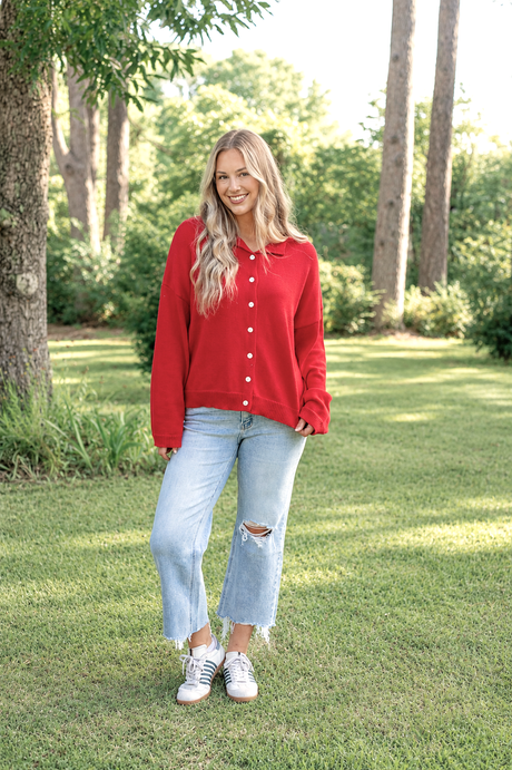 Rolled Hemline Sweater Cardi