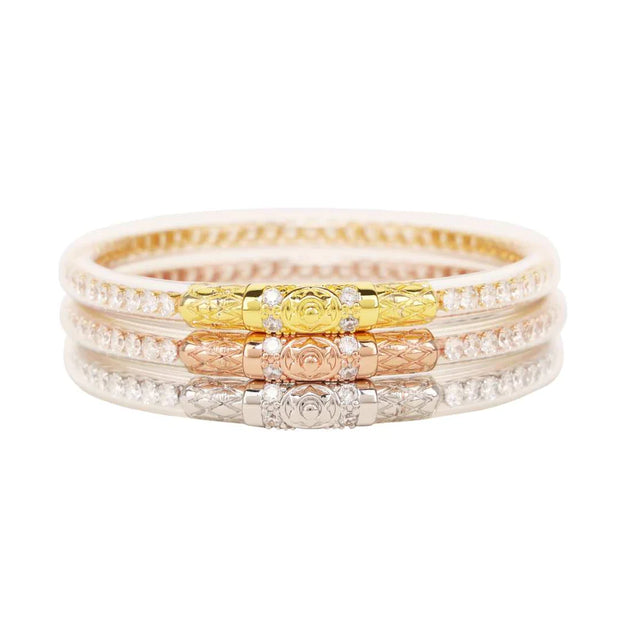 SET OF 3 CLEAR CRYSTAL BANGLES