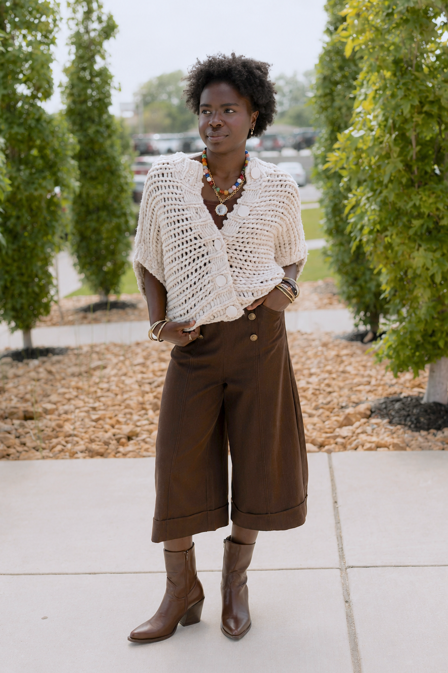 Solid Woven Culotte Pant