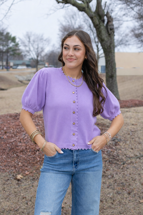 Scalloped Sweater Cardi (Multiple Colors)