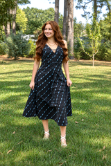 Printed Sleeveless V-Neck Midi Dress