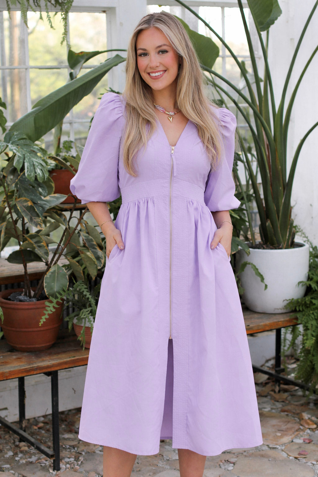 Eva Zipper Midi Dress (Multiple Colors)