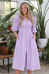 Eva Zipper Midi Dress (Multiple Colors)