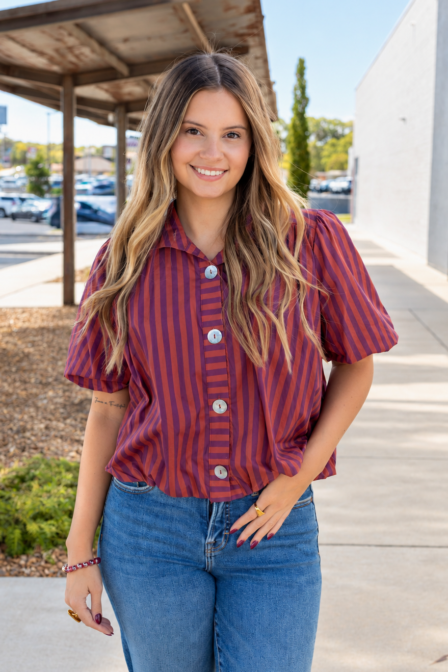 Bold Stripe Button Down