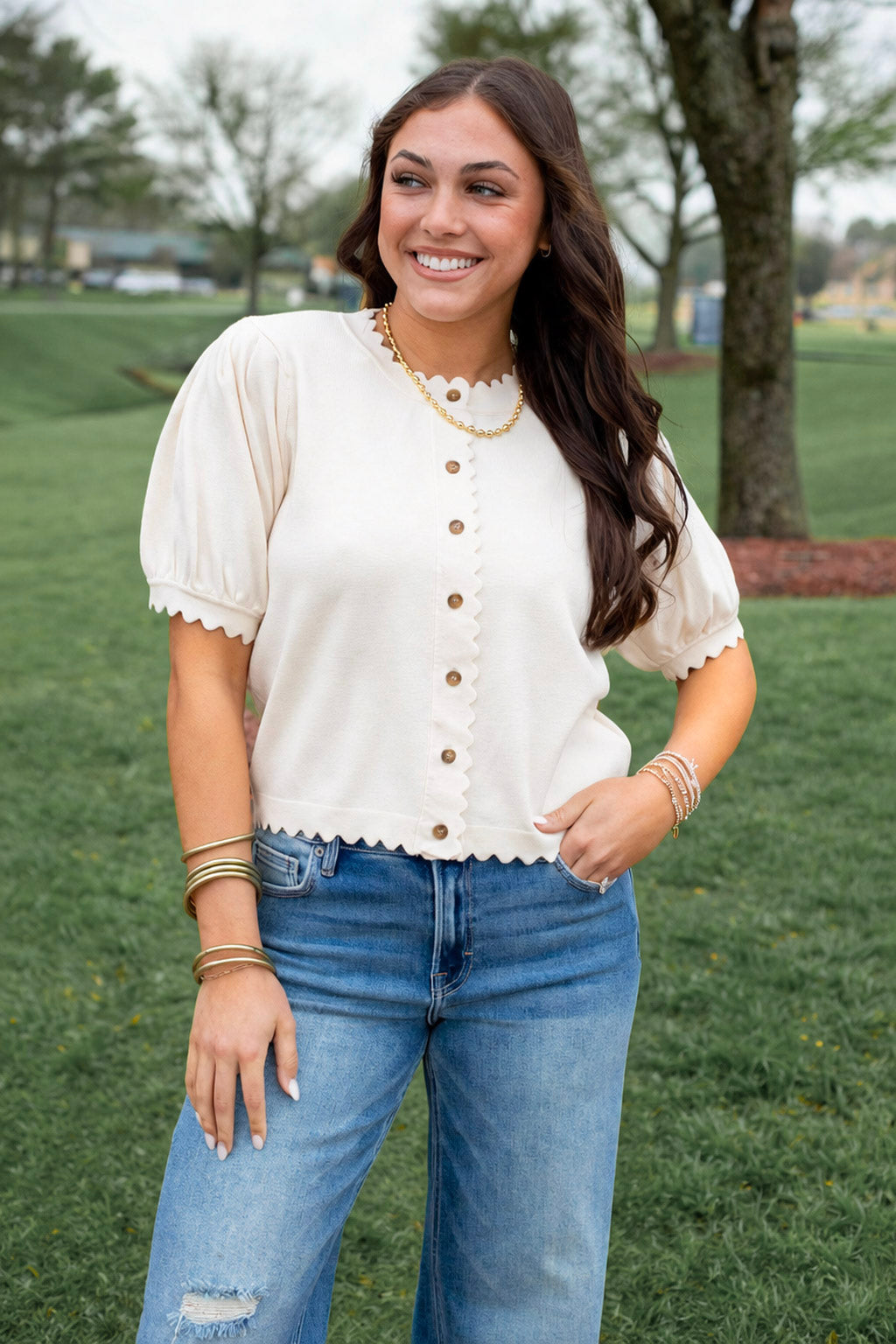 Scalloped Sweater Cardi (Multiple Colors)